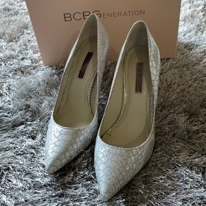 BCBG Snakeskin Pumps